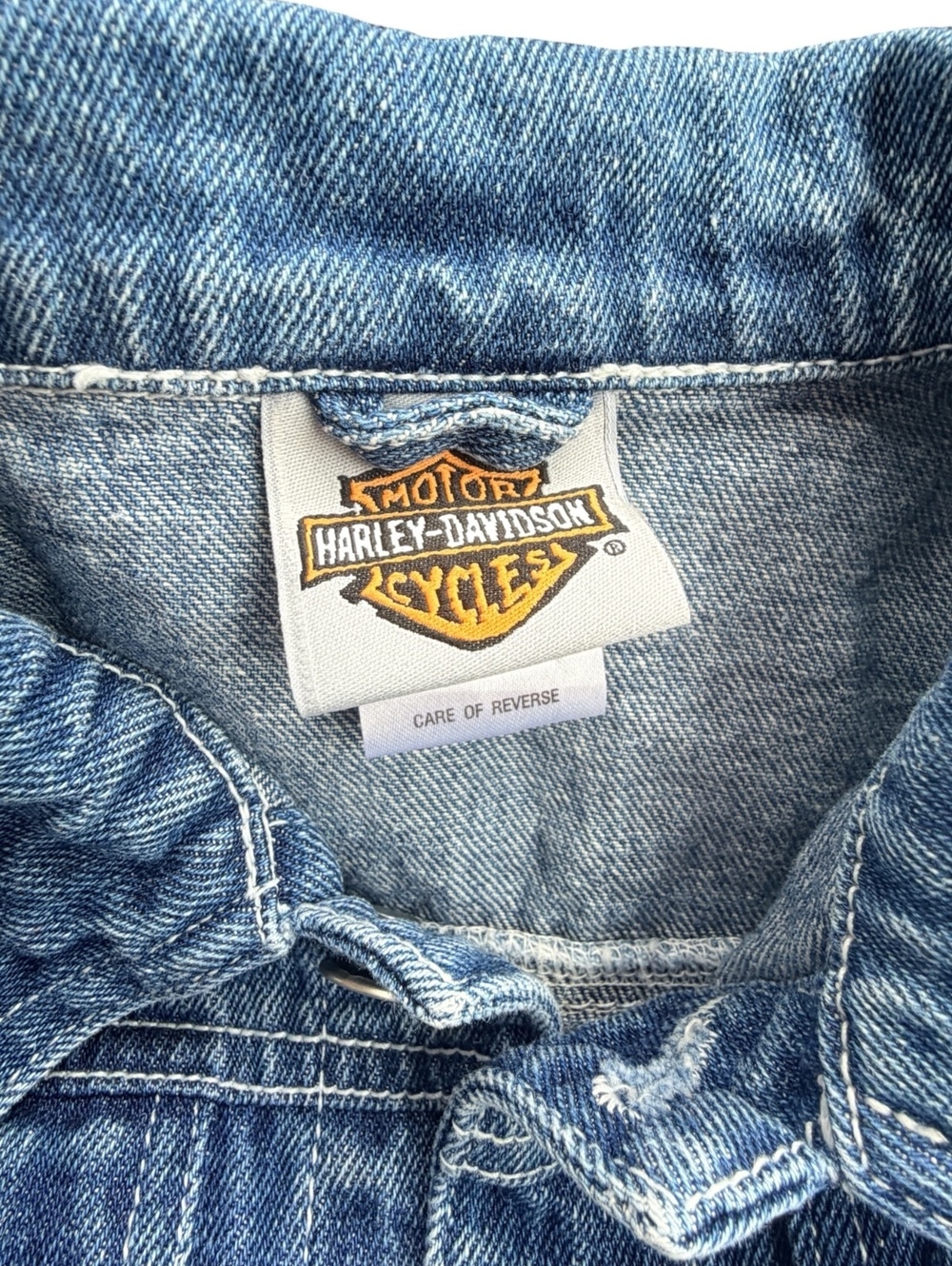 Harley-Davidson 🩵 Kids Denim Jacket Size 6/7 with Logo Patch - Picture 3 of 10
